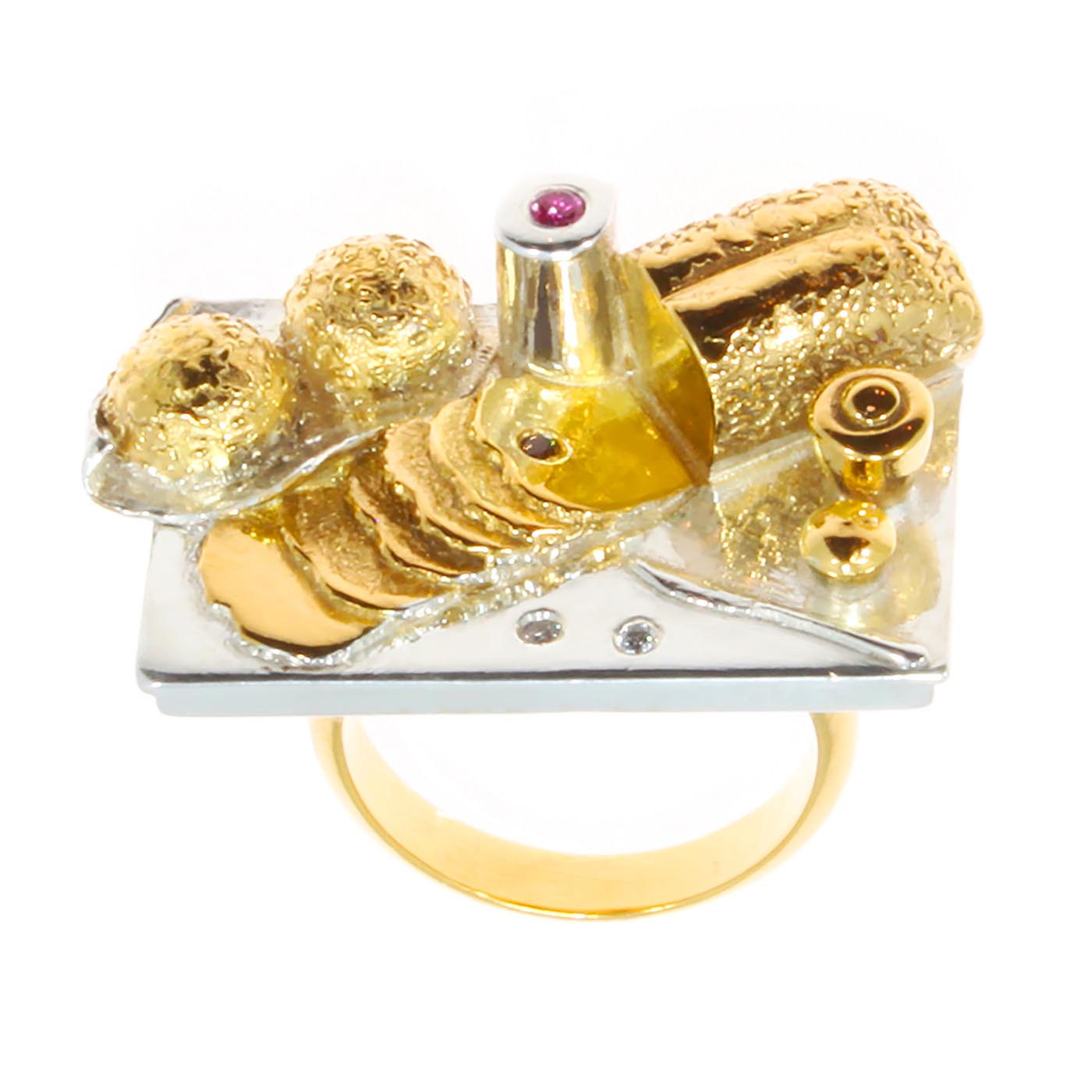 Tea & Toast Ring in Silver & 24ct Gold Plate